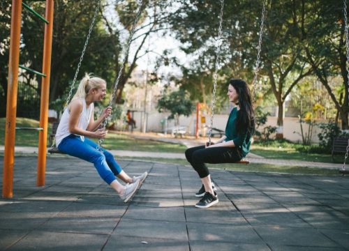 Women swinging in the park