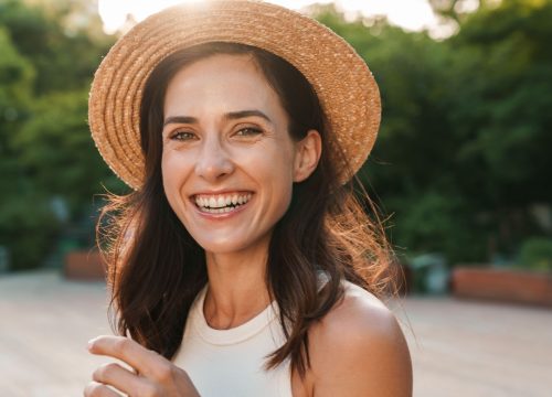 Woman in a summer hat